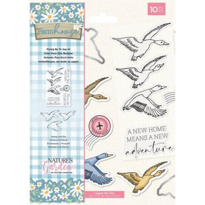 Crafter's Companion Farmhouse Clear Stamps & Die - Flying By To Say Hi